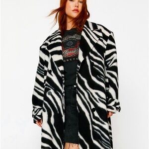 Zebra Print Plus Wool Coat Size 16